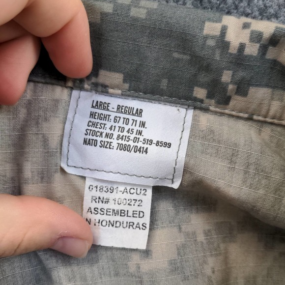 U.S. Military Mens Army Combat Uniform Digital Camo Coat Green Tan Size L - Picture 13 of 14